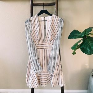 Stripped Deep V Dress
